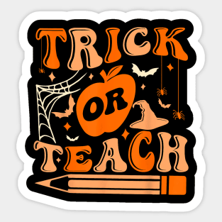 Groovy Halloween Trick Or Teach Ghost Teacher Student Sticker